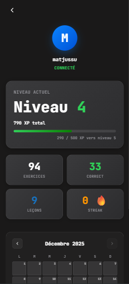 Profile stats screen